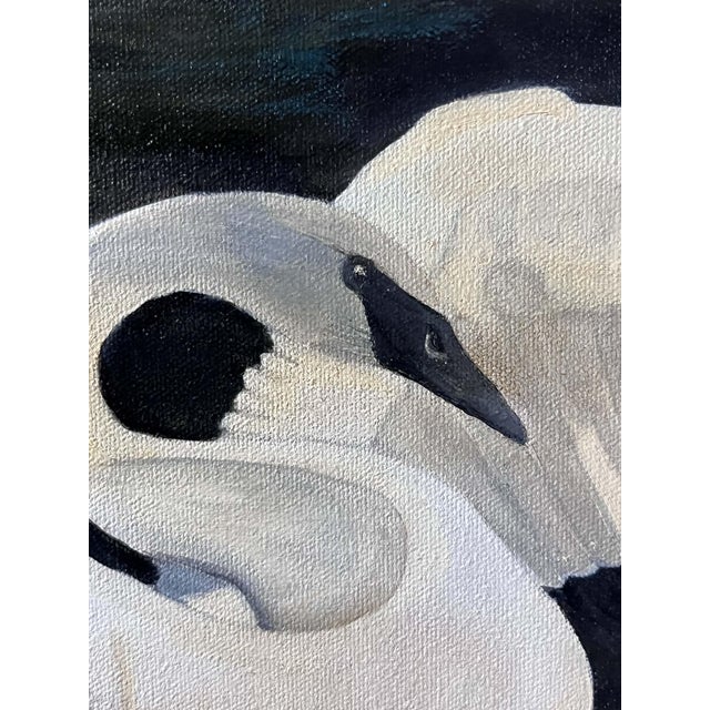 Theo Dodge Signed Oil, Two Swans on the Water, Palatka Florida For Sale - Image 4 of 10