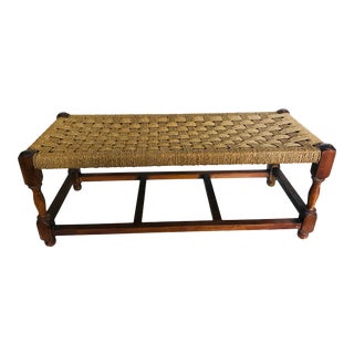Mid Century Wegner Style Woven Rope Bench For Sale