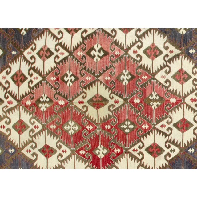 1960s Turkish Kilim. Hand woven with wool on wool foundation in the Oushak region of Turkey. Kilims & Flat Weaves are rugs...