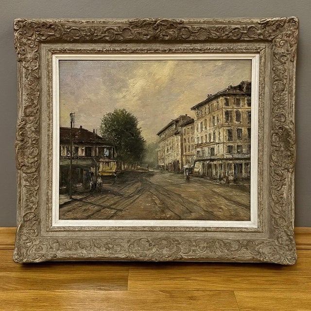 1980s Enrico Gatti, View of the Vecchio rondo a sesto San Giovanni, 1980s, Oil on Canvas For Sale - Image 5 of 5