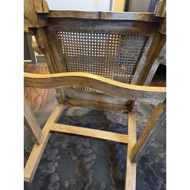 Beige Pair of European-Style Carved Wood Armchairs With Cane Seats, Rococo Inspired For Sale - Image 8 of 9