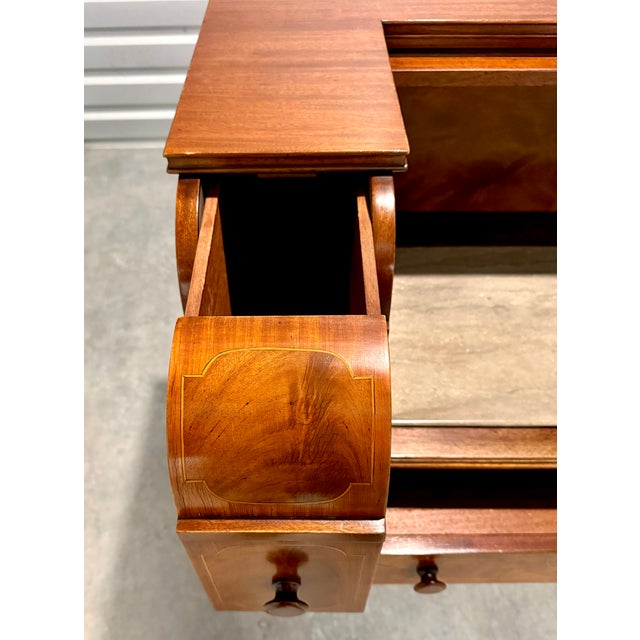 Wood 1930s Charak Furniture Co. Federal Revival Inlaid Tambour Desk For Sale - Image 7 of 15