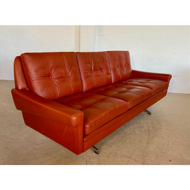 Danish 3-Seater Sofa in Cognac Leather and Chrome by Svend Skipper, 1960s For Sale - Image 7 of 18