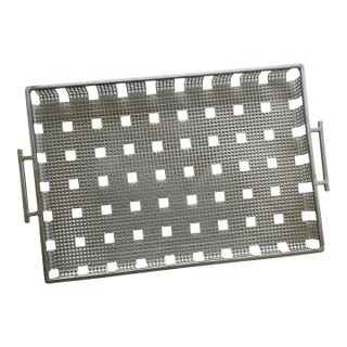 Late 20th-Century Industrial Chic Wrought & Perforated Steel Double-Handled Tray For Sale