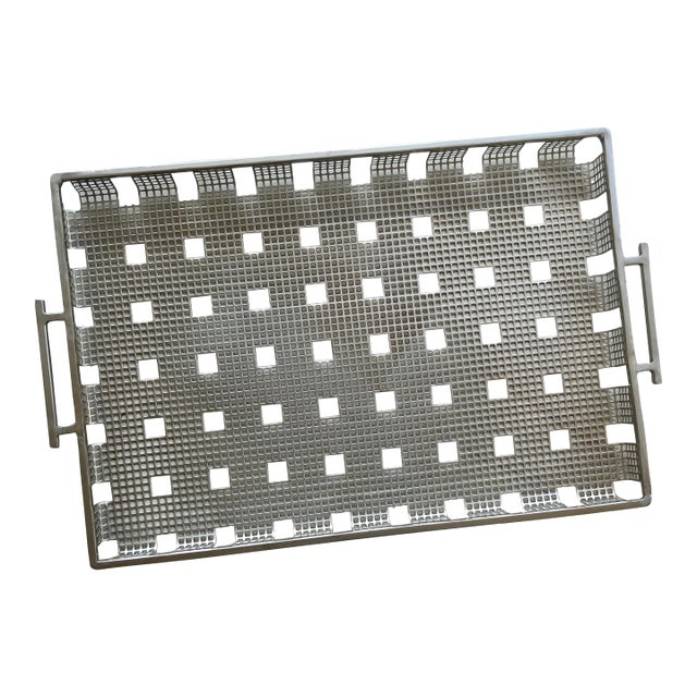 Late 20th-Century Industrial Chic Wrought & Perforated Steel Double-Handled Tray For Sale
