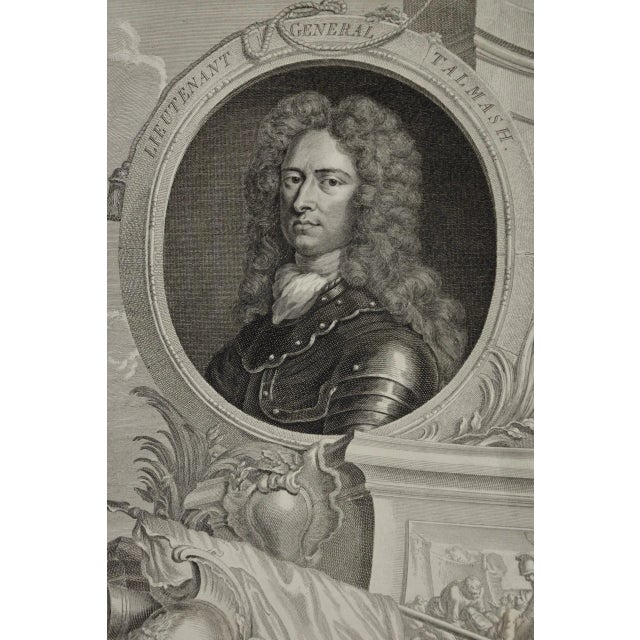 This is an 18th century copperplate engraved portrait of Lieutenant General Talmash by Jacobus Houbraken after a painting...