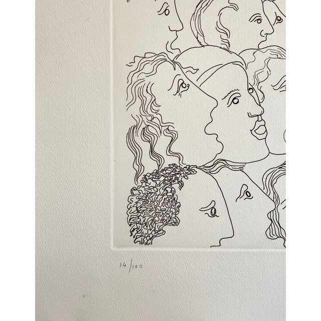 Paint Enrico Baj, Italian Surrealist Aquatint Etching Enrico Baj Pop Art Nude Mod Cherubs Angels, c.1980's For Sale - Image 7 of 8