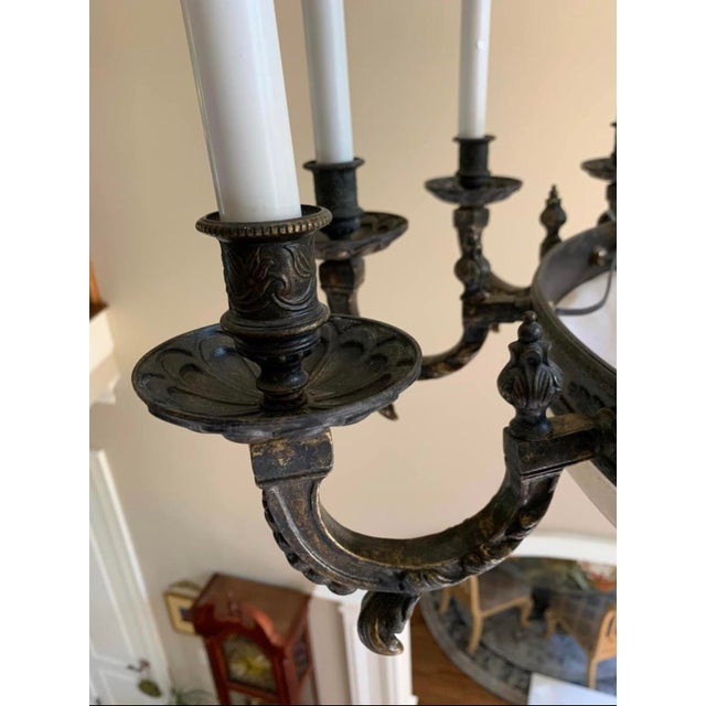 Metal Contemporary 12 Arm 15 Light, Large Alabaster Chandelier For Sale - Image 7 of 9