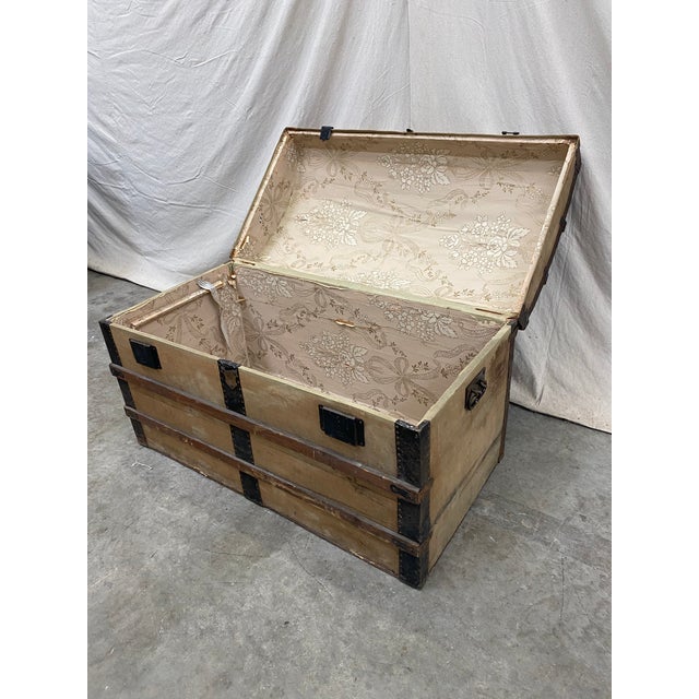 Italian Antique Travel Trunk With Stickers For Sale - Image 6 of 13