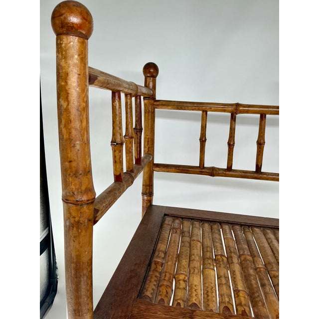 Antique English Burnt Bamboo Corner Chair or Shelf. For Sale - Image 10 of 10