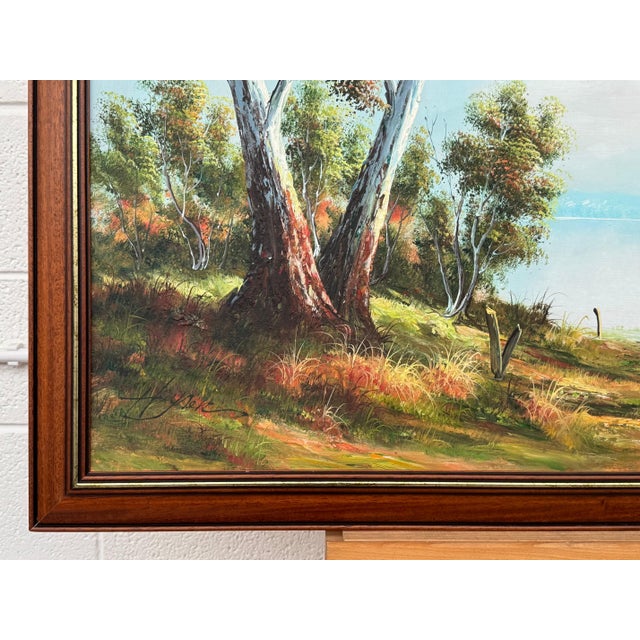 Mid 20th Century Tranquil Australian Landscape with Eucalyptus Trees - Vintage 20th Century Art 1960 Circa For Sale - Image 5 of 14