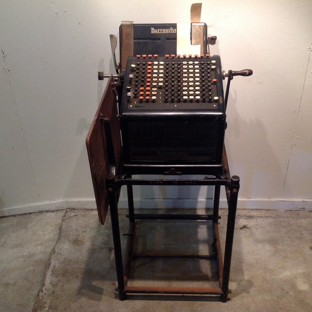 Antique Burroughs Adding Machine on Original Stand Chairish
