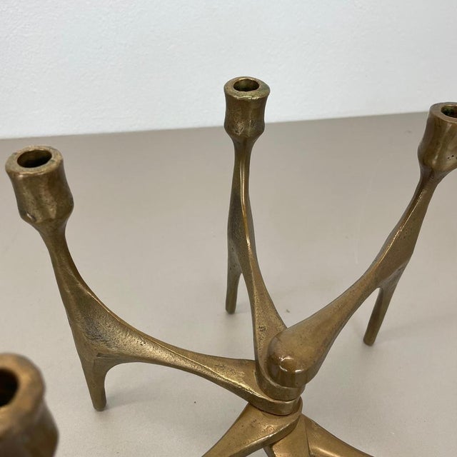 Brown Large Mid-Century Modern Brutalist Bronze Candleholder by Michael Harjes, Germany, 1960 For Sale - Image 8 of 15