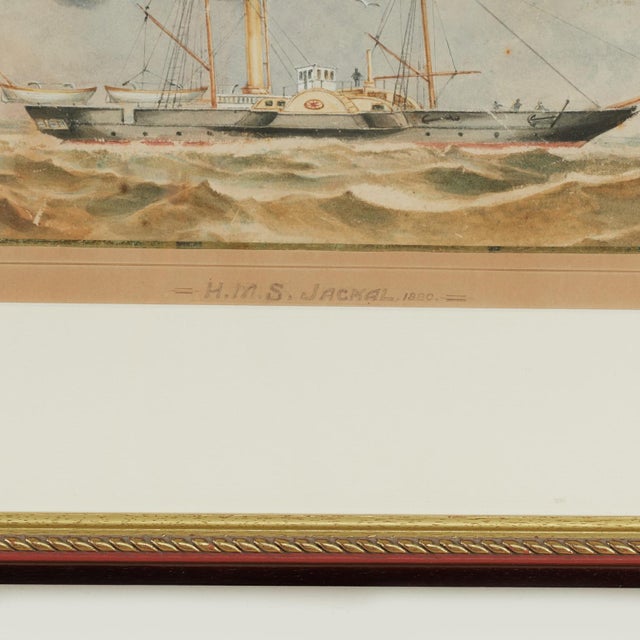Antique Watercolor of the English Steamship H. M. S. Jackal For Sale - Image 10 of 13