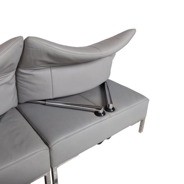 DS-112 3-Seater Sofan and Ottoman in Grey Leather from de Sede, Set of 2 For Sale - Image 16 of 18