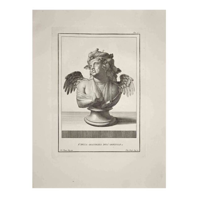 Filippo Morghen, Ancient Roman Bust, Original Etching, Late 18th-Century For Sale