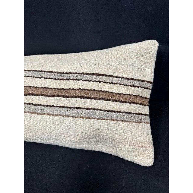 Turkish Hemp Pillow Cushion Natural Beige Brown Cushion Cover 14"x40" For Sale - Image 4 of 4