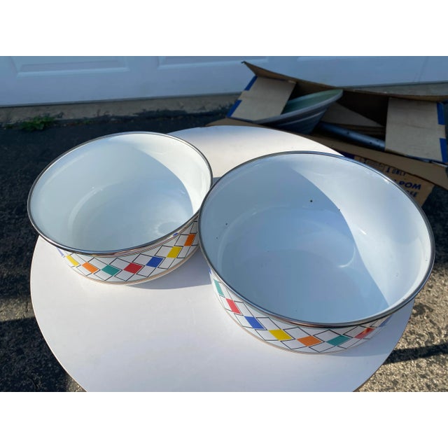 1980s Nesting Rainbow Enamel Bowls- a Pair For Sale In Milwaukee - Image 6 of 8