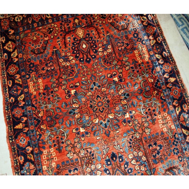 Textile 1920s Handmade Antique Persian Sarouk Rug For Sale - Image 7 of 8