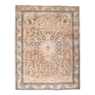 1970s Vintage Persian Handmade Wool Cotton Light Brown Area Rug For Sale