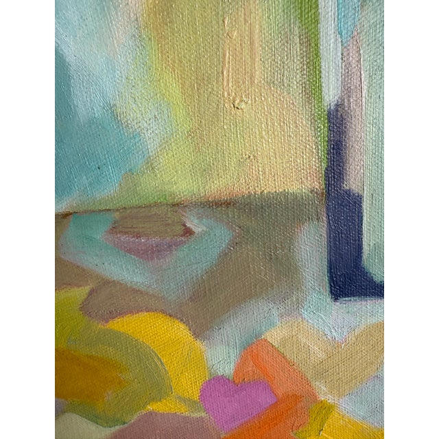 Mid-Century Modern Vintage Midcentury Cubist Oil on Canvas Flowers Painting For Sale - Image 3 of 11