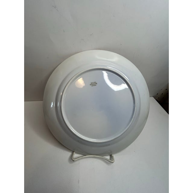 Blue Rare Antique American Express Blue and White Advertising Cabinet Plate Watchdog Logo Onondaga Pottery Syracuse, China For Sale - Image 8 of 10