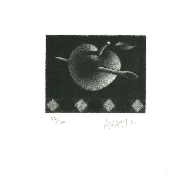Needle in Apple - Original Etching on Paper by Mario Avati - 20th Century 20th Century For Sale - Image 3 of 3
