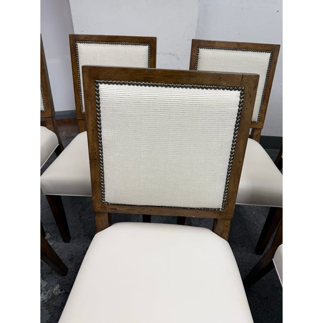 Off-white DC Custom by Jose Chavez Leather Dining Chairs, Set of Seven For Sale - Image 8 of 12