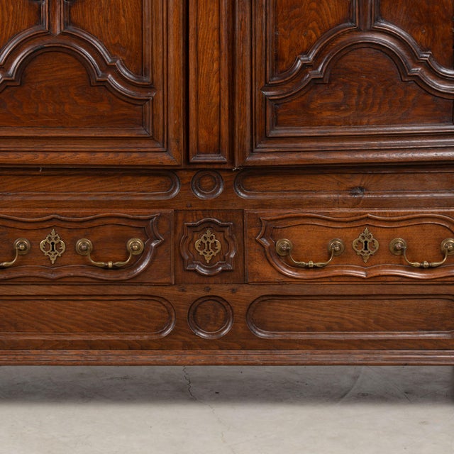 Late 18th Century French Carved Oak Two-Door Armoire For Sale - Image 9 of 12