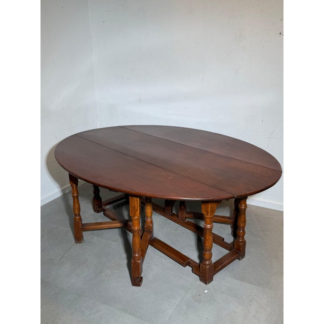 Brown Antique Oak Gateleg Dining Table For Sale - Image 8 of 8