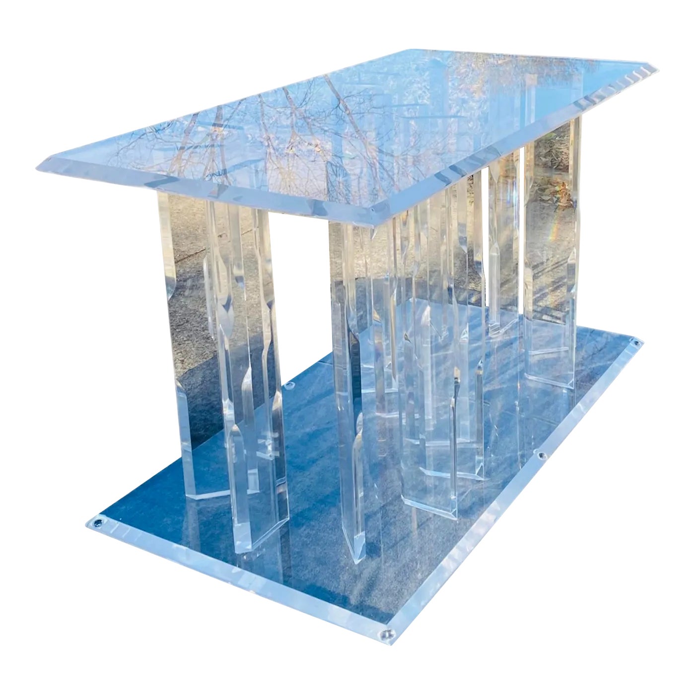 1980s Postmodern Lucite Stalagmite Icicle Pedestal Entry or Console ...