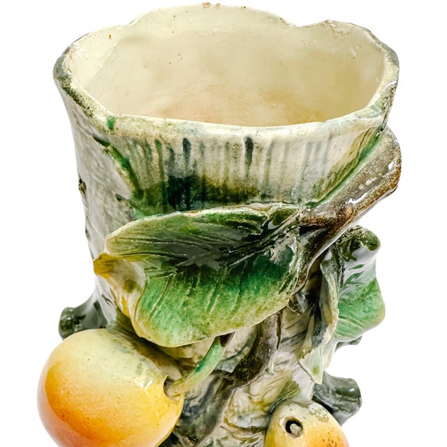 Antique 19th C. Austrian Bohemian Majolica Pear Tree Trunk Vase by Josef Strnact For Sale - Image 11 of 14