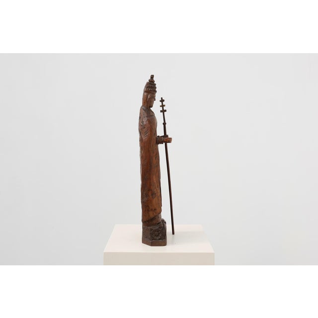 18th Century Carved Wooden Sint-Cornelius Figure with Papal Tiara and Triple Cross Staff, 1800s For Sale - Image 5 of 18
