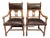 Vintage Renaissance Revival Carved Wood and Embossed Leather Armchairs – A Pair For Sale