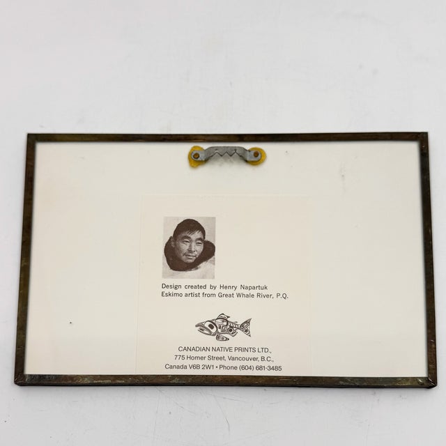 Mid-Century Modern Vintage Inuit Print “Eskimo at the Seal Hole” by Henry Napartuk, Signed For Sale - Image 3 of 7