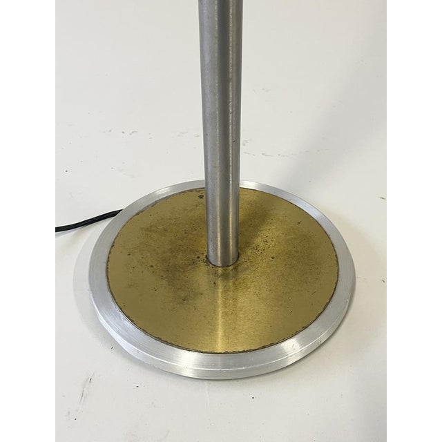 Italian Floor Lamp in Brushed Steel with Brass Top, 1970s For Sale - Image 9 of 14