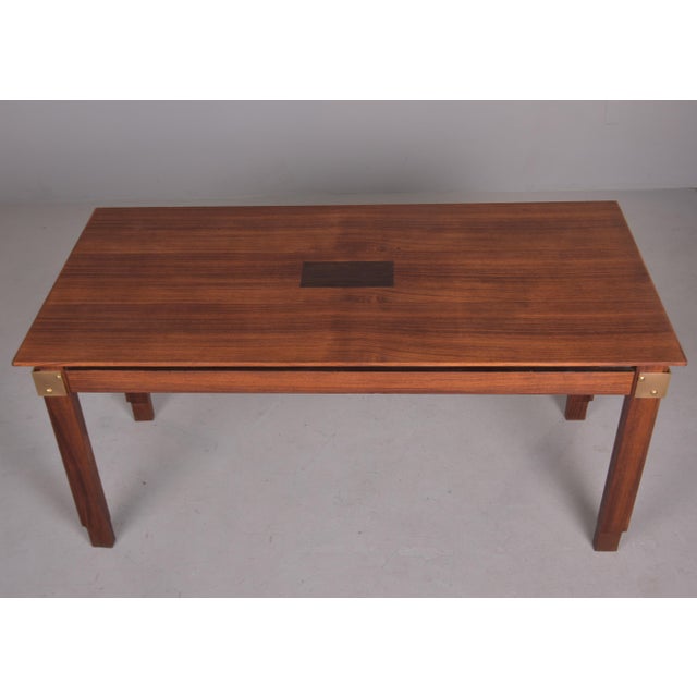 Mid Century Italian Mahogany and Brass Dining Table For Sale In Detroit - Image 6 of 13