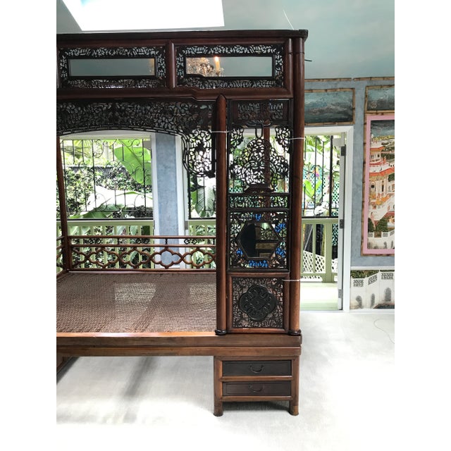 Mid 19th Century 19th Century Chinese Wedding Opium Canopy Bed, Lacquered For Sale - Image 5 of 13