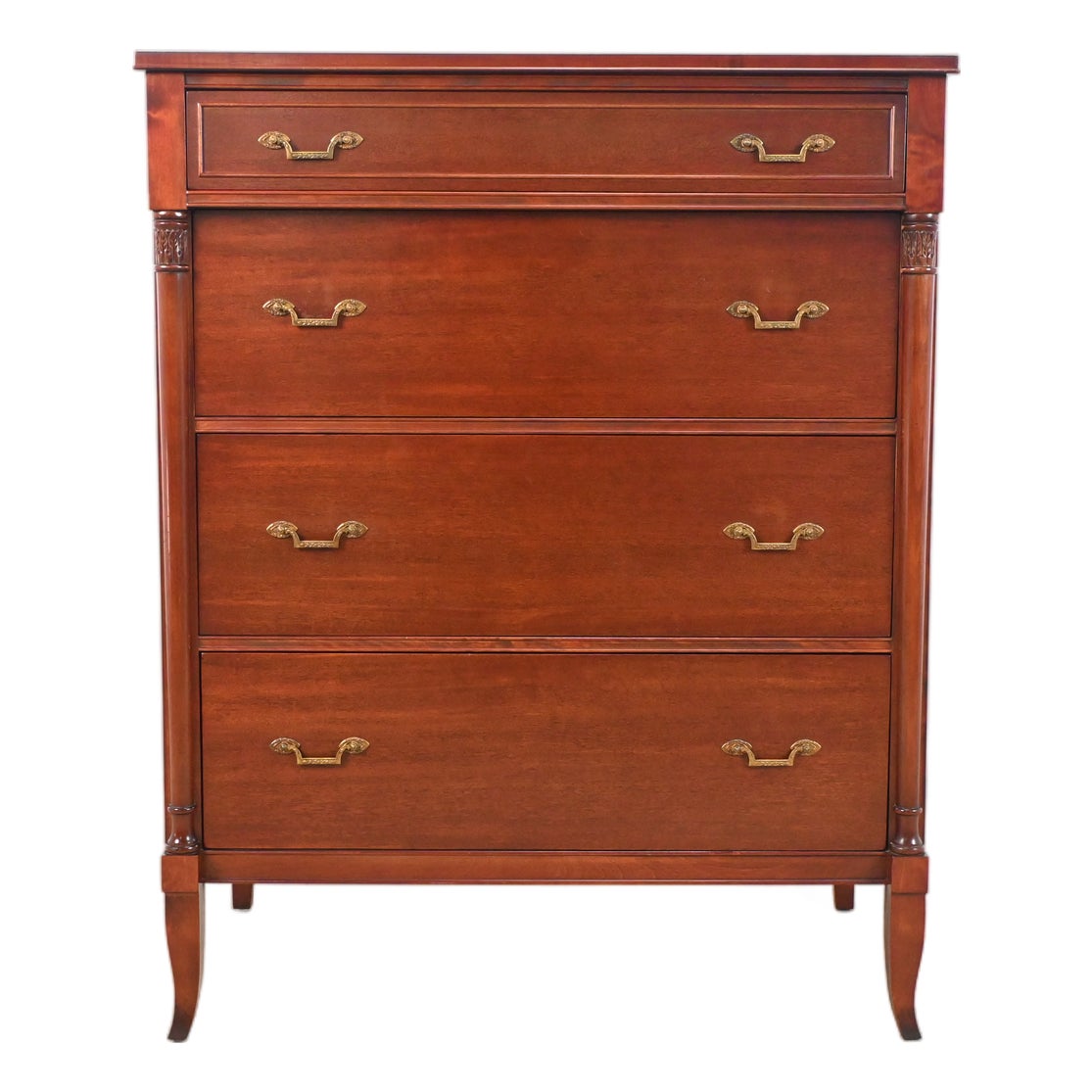 Federal Style Mahogany Highboy Dresser With Fluted Columns by Rway ...