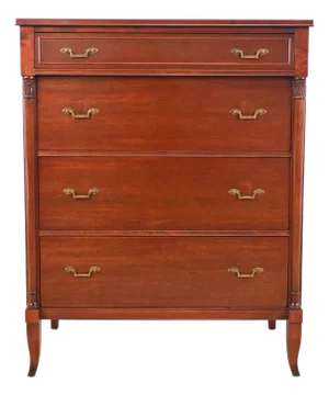 Federal Style Mahogany Highboy Dresser With Fluted Columns by Rway Furniture