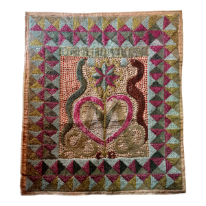 1980s Clotaire Bazile Haitian Vodou Drapo Large Sequined Beaded Flag Textile Wall Hanging