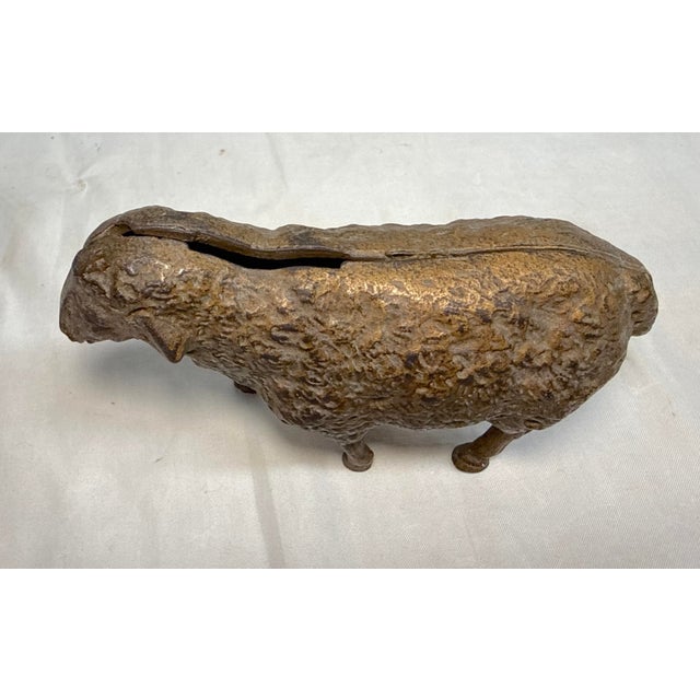Antique Early 1900's Original Hubley Cast Iron Sheep Lamb Still Coin Bank For Sale - Image 4 of 12
