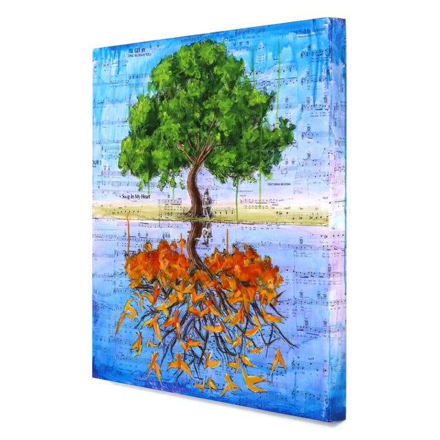 Street Art Don't Let Us Fade Away - Original Surrealist Landscape Acrylic Charcoal and Ink Art on Wood Panel For Sale - Image 3 of 9