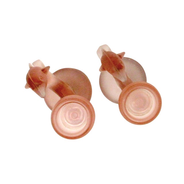 Glass Satin Pink Dolphin Glass Votive Holders Set of 2 For Sale - Image 7 of 8