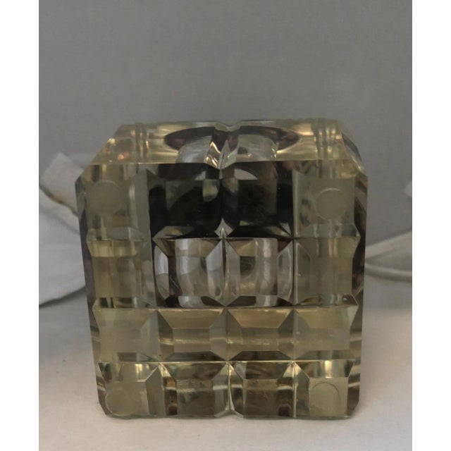 This American oversize solid crystal office inkwell dates from the early 20th century. It is designed with a modest silver...