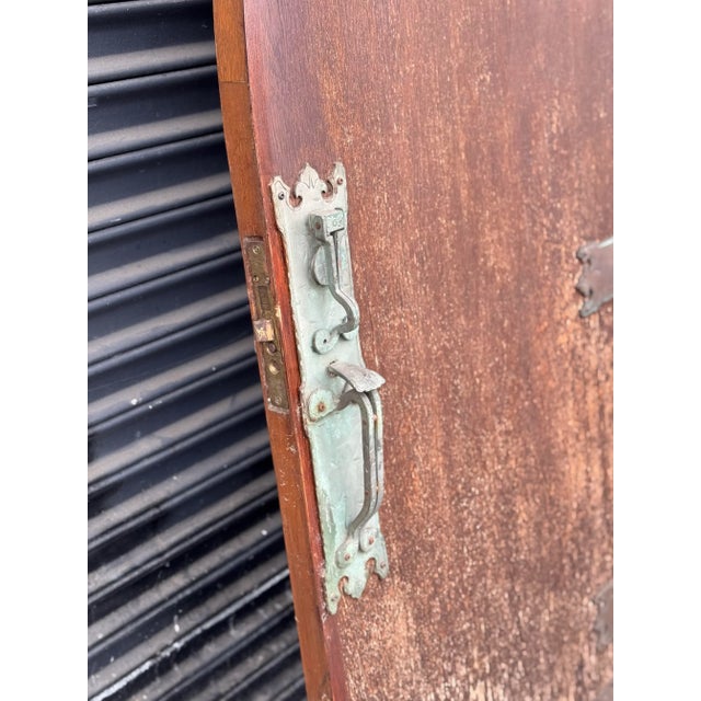 1920s Tudor Revival Pointed Arc Door With Original Bronze Hardware & Octagonal Decorative Knob For Sale - Image 12 of 12