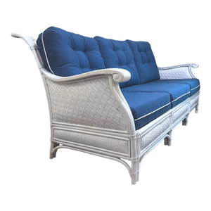 Tommy Bahama Rattan Sofa With Custom Cushions