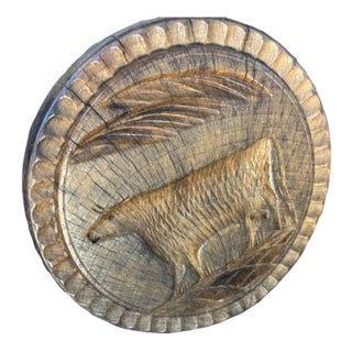 19Thc Hand Carved Cow Butter Stamp For Sale