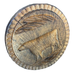19Thc Hand Carved Cow Butter Stamp
