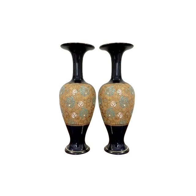 Victorian Vases from Doulton, 1880s, Set of 2 For Sale